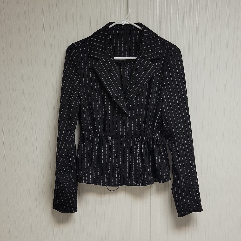 Gershonb R A M Women's Black Alphabet Peplum Jacket Sz Medium.